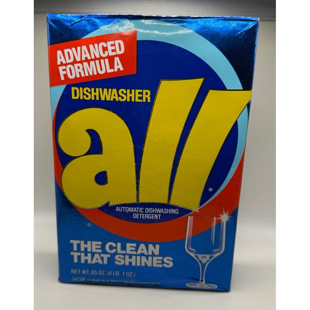Vintage 1980's 65OZ! ALL Dishwasher Detergent - Sealed Box Advanced Formula